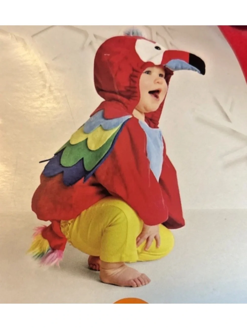 Red Parrot Plush Baby Costume with Blue Belly